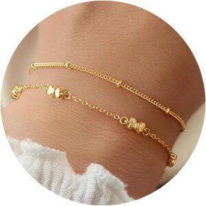Hypoallergenic Gold Plated Butterfly Bracelet Set - Perfect Gift for Women